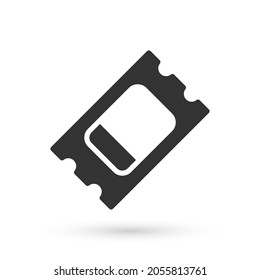 Grey Circus ticket icon isolated on white background. Amusement park.  Vector