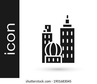 Grey City landscape icon isolated on white background. Metropolis architecture panoramic landscape.  Vector Illustration