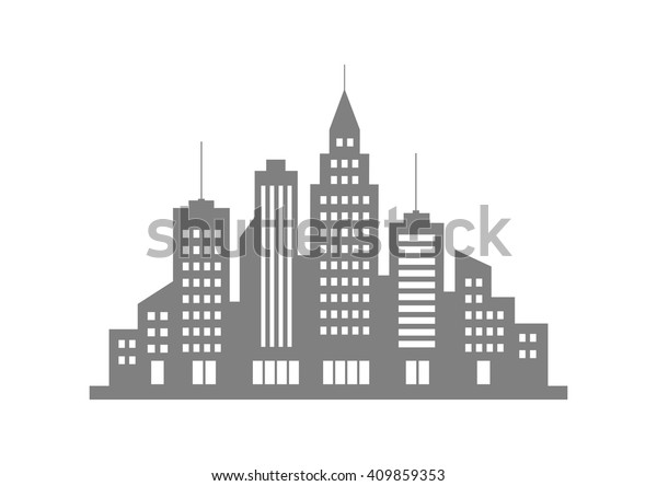 Grey City Vector Icon On White Stock Vector (Royalty Free) 409859353