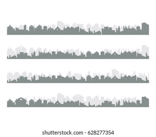 Grey cityscape silhouettes set
vector illustration, flat