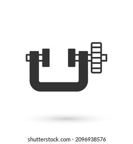 Grey Clamp and screw tool icon isolated on white background. Locksmith tool.  Vector