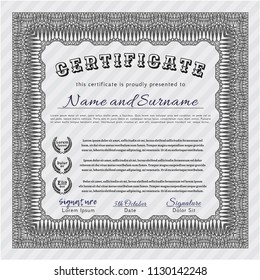 Grey Classic Certificate template. Artistry design. Customizable, Easy to edit and change colors. Easy to print. 