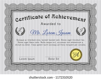 Grey Classic Certificate template. With background. Detailed. Money Pattern design. 