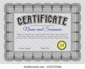 Grey Classic Certificate template. With background. Retro design. Detailed. 