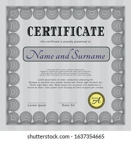 Grey Classic Certificate template. With background. Nice design. Detailed. 