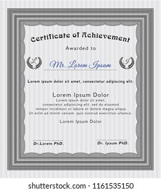 Grey Classic Certificate template. Beauty design. With great quality guilloche pattern. Detailed. 