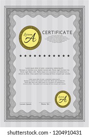 Grey Classic Certificate template. Beauty design. With complex linear background. Detailed. 