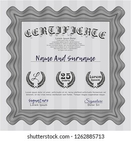 Grey Classic Certificate template. With complex background. Money Pattern. Customizable, Easy to edit and change colors. 