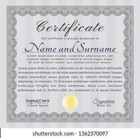 Grey Classic Certificate template. Complex background. Customizable, Easy to edit and change colors. Modern design. 