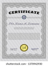 Grey Classic Certificate template. With complex linear background. Good design. Customizable, Easy to edit and change colors. 