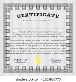 Grey Classic Certificate template. With complex linear background. Money Pattern design. Detailed. 