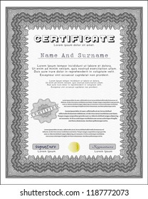 Grey Classic Certificate template. Cordial design. With quality background. Detailed. 