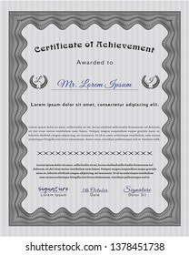 Grey Classic Certificate template. Cordial design. Vector illustration. Complex background. 