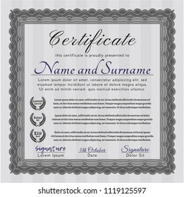 Grey Classic Certificate template. Customizable, Easy to edit and change colors. Printer friendly. Perfect design. 