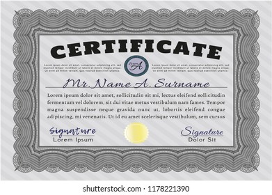 Grey Classic Certificate template. Customizable, Easy to edit and change colors. Easy to print. Money Pattern. 