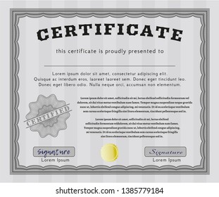 Grey Classic Certificate template. Customizable, Easy to edit and change colors. Complex background. Artistry design. 