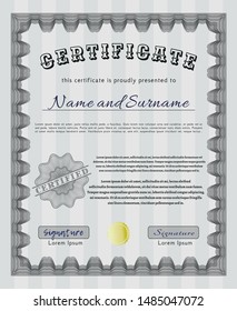 Grey Classic Certificate template. Customizable, Easy to edit and change colors. With background. Money Pattern. 