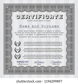 Grey Classic Certificate template. Detailed. Printer friendly. Money Pattern. 