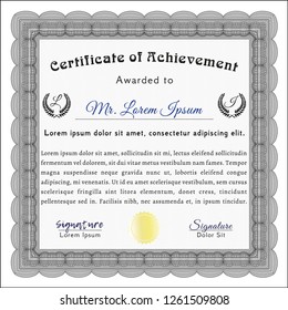 Grey Classic Certificate template. Detailed. Printer friendly. Retro design. 