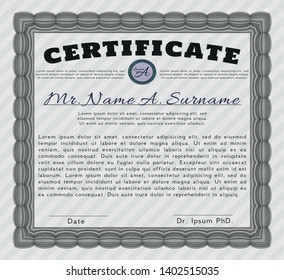 Grey Classic Certificate template. Detailed. Easy to print. Money design. 