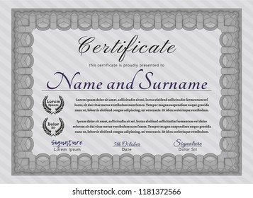 Grey Classic Certificate template. Easy to print. Lovely design. Customizable, Easy to edit and change colors. 
