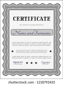 Grey Classic Certificate template. Easy to print. Vector illustration. Superior design. 