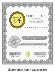 Grey Classic Certificate template. Easy to print. Vector illustration. Elegant design. 