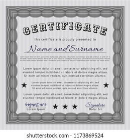 Grey Classic Certificate template. Elegant design. Customizable, Easy to edit and change colors. With guilloche pattern. 