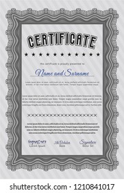 Grey Classic Certificate template. Elegant design. Customizable, Easy to edit and change colors. With linear background. 