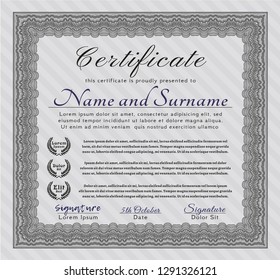 Grey Classic Certificate template. Excellent design. With complex background. Detailed. 