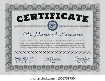Grey Classic Certificate template. Excellent design. Customizable, Easy to edit and change colors. With complex background. 