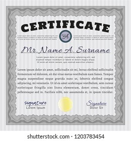 Grey Classic Certificate template. Good design. Vector illustration. Printer friendly. 