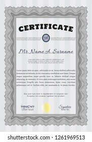 Grey Classic Certificate template. Good design. With linear background. Vector illustration. 