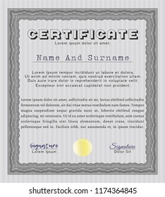 Grey Classic Certificate template. With great quality guilloche pattern. Money style design. Customizable, Easy to edit and change colors. 
