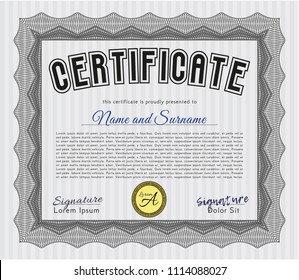  Grey Classic Certificate template. With linear background. Customizable, Easy to edit and change colors. Excellent design. 