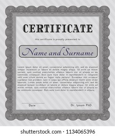 Grey Classic Certificate template. With linear background. Vector illustration. Beauty design. 