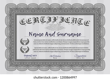 Grey Classic Certificate template. With linear background. Artistry design. Customizable, Easy to edit and change colors. 