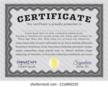 Grey Classic Certificate template. Modern design. Customizable, Easy to edit and change colors. With guilloche pattern and background. 