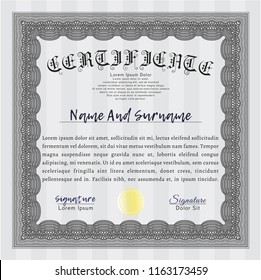 Grey Classic Certificate template. Money Pattern design. With quality background. Detailed. 