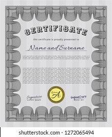 Grey Classic Certificate template. Money Pattern design. With background. Customizable, Easy to edit and change colors. 