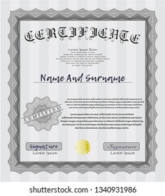 Grey Classic Certificate template. Money Pattern. Complex background. Customizable, Easy to edit and change colors. 