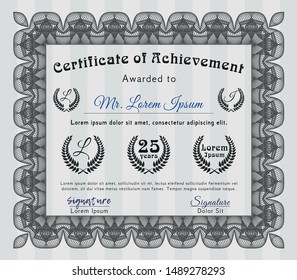 Grey Classic Certificate template. Money Pattern. With linear background. Customizable, Easy to edit and change colors. 