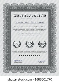 Grey Classic Certificate template. Money style design. Customizable, Easy to edit and change colors. With complex linear background. 