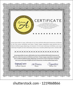 Grey Classic Certificate template. Perfect design. Vector illustration. With complex background. 
