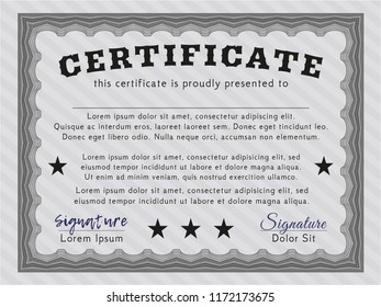 Grey Classic Certificate template. Printer friendly. Cordial design. Detailed. 