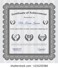 Grey Classic Certificate template. With quality background. Vector illustration. Modern design. 