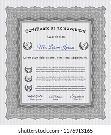 Grey Classic Certificate template. With quality background. Detailed. Artistry design. 
