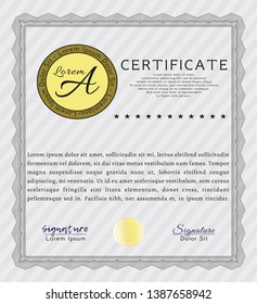 Grey Classic Certificate template. With quality background. Nice design. Vector illustration. 