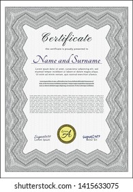 Grey Classic Certificate template. With quality background. Beauty design. Detailed. 