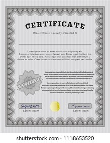 Grey Classic Certificate template. Retro design. Printer friendly. Detailed. 